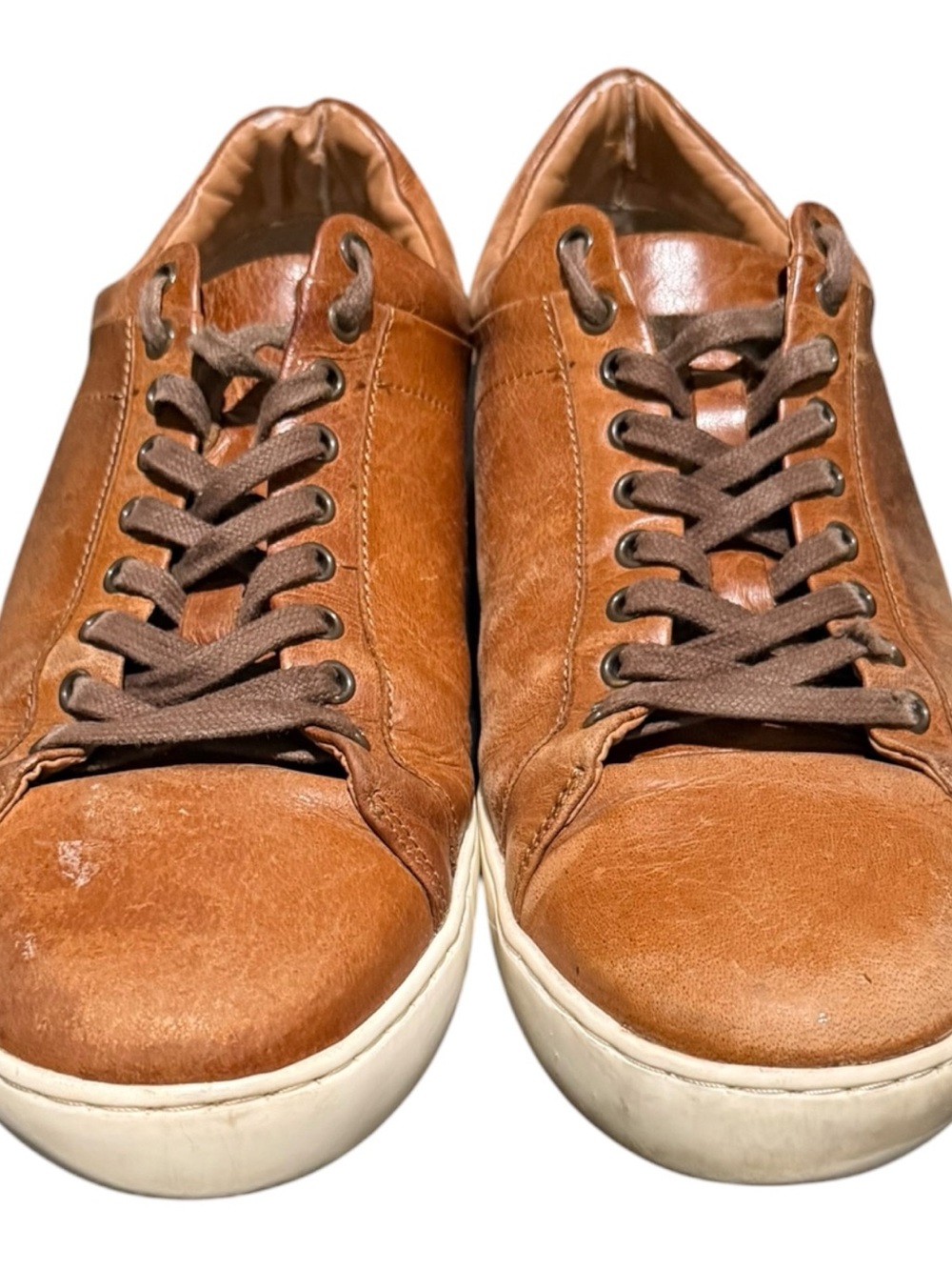 Franco Fortini Men's Devon Cognac Leather Oxford Lace Dress Shoes Size 10.5 - Picture 4 of 9